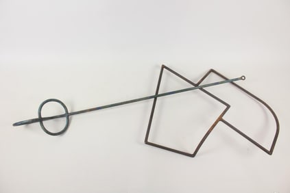 2 Large Tubular Metal Abstract Sculptures