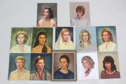 Lot of 12 Portrait Paintings of Women, Signed Reber, 2 of 2