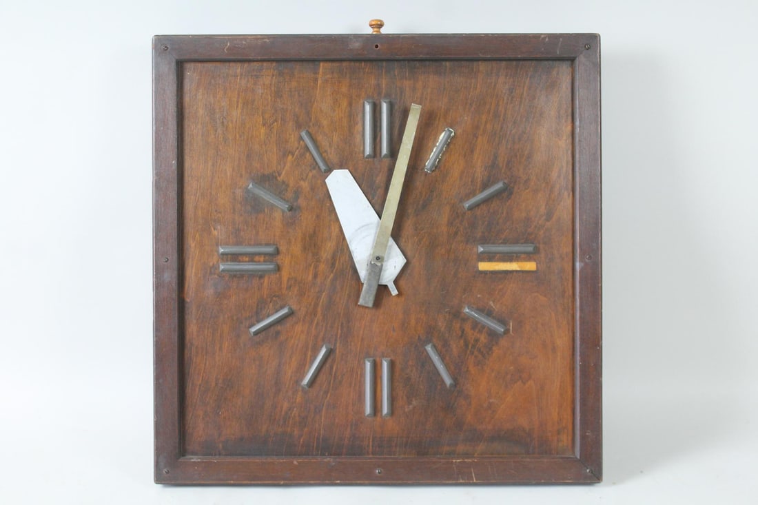 Mid Century Modern Minimalist Wood & Metal Wall Clock (1 of 9)