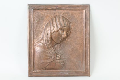 Bronze Relief Plaque of a Woman, Signed M. Laupe 1934