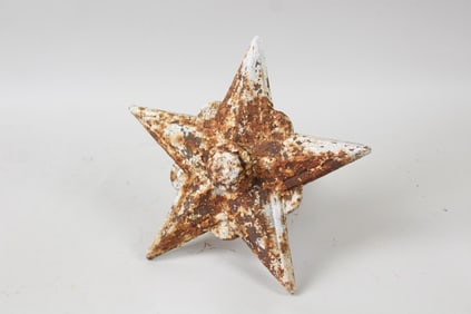 Cast Iron Architectural Star Ornament with White Paint