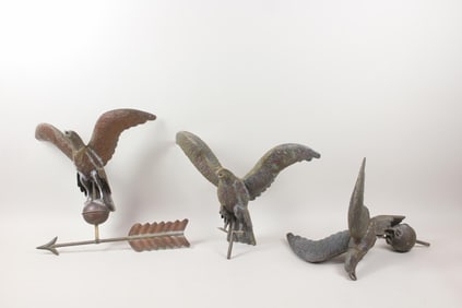 Lot of 3 Partial Metal Eagle Weathervanes