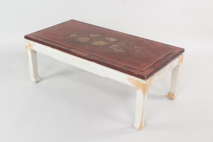 Chinese Red & White Coffee Table with Lacquer Top