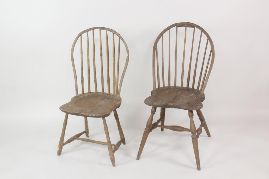 Lot of 2 Early 19th C Wooden Windsor Chairs (1 of 19)