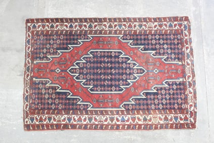 Persian Mazlaghan Oriental Rug, 6x4 Ft