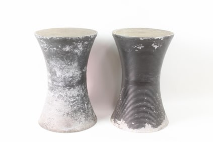 Pair of Mid Century Modern Spun Aluminum Metal Stools