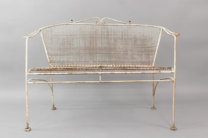 Mid Century Modern Wrought Iron Settee Bench