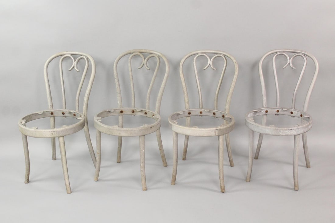 Set of 4 Solid Cast Aluminum Thonet Style Chairs (1 of 9)