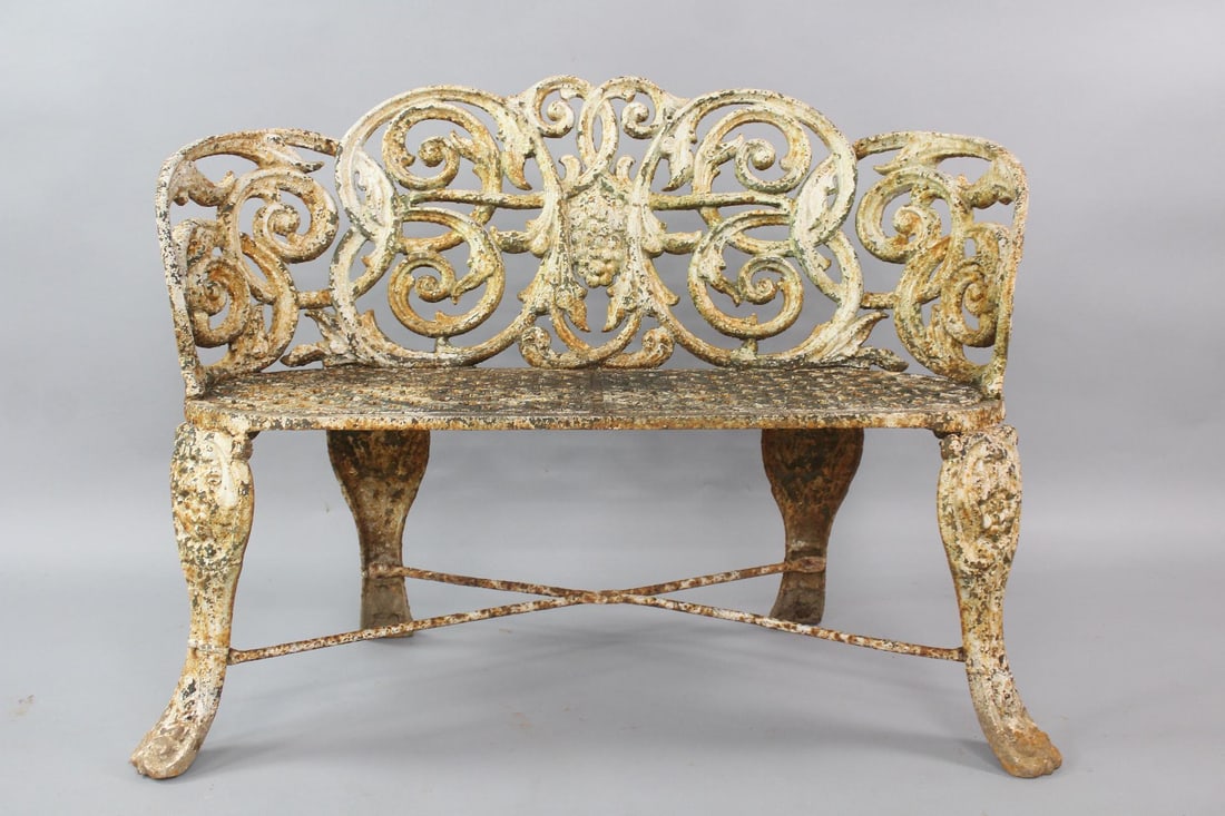 19th C. Victorian Cast Iron Garden Bench, Grapes Detail (1 of 9)