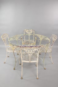 Wrought Iron Woodard "Orleans" Patio Table and Chairs Set