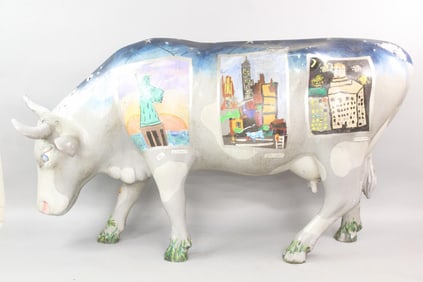Life Sized Fiberglass Cow with NYC School Children's Art Painting