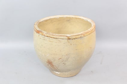 Large Pale Yellow Glazed 2-foot Terracotta Planter