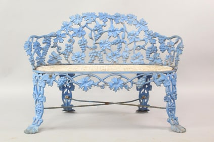 Cast Aluminum Victorian-Style Grapevine Settee Bench