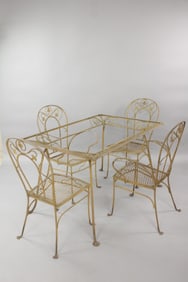 Wrought Iron Grapevine Decorated Patio Table and Chairs Set