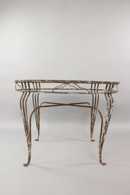 Black Painted Wrought Iron Round Patio Table