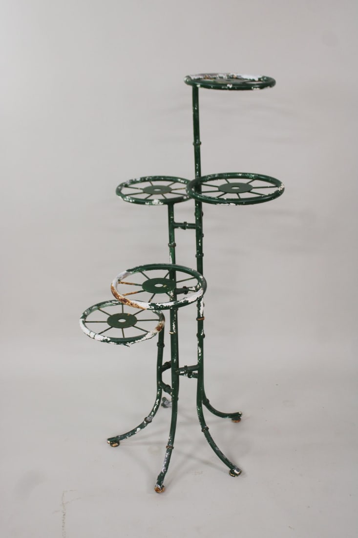 5 Tier Green Painted Metal Faux Bamboo Plant Stand (1 of 12)