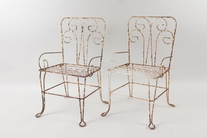 Pair of French Wire Child's Patio Chairs