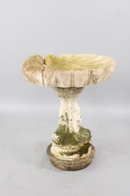 Cast Stone Concrete Garden Seashell & Dolphin Birdbath with Moss