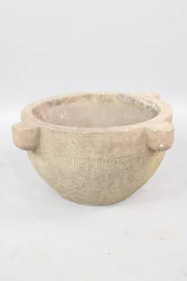 Carved Gray Stone Mortar, Garden Birdbath or Planter: Carved Stone Mortar, Garden Bird bath or Planter. Originally used as a mortar in kitchen or apothecary, now ready to be a delightful birdbath or planter in your garden. Dimensions are 10.75 in h x 23