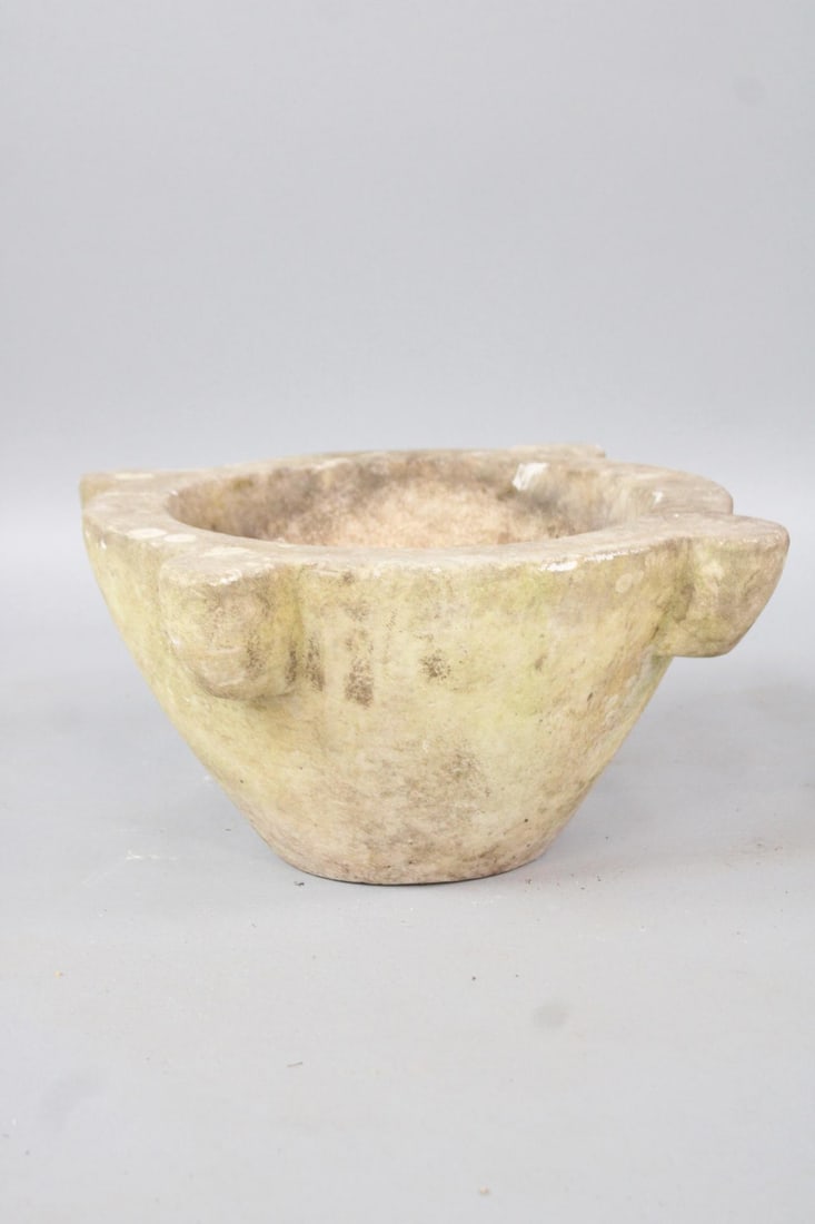 Carved White Stone Mortar, Garden Birdbath or Planter (1 of 12)