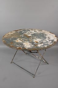Metal Folding Outdoor Table, Heavy Patina