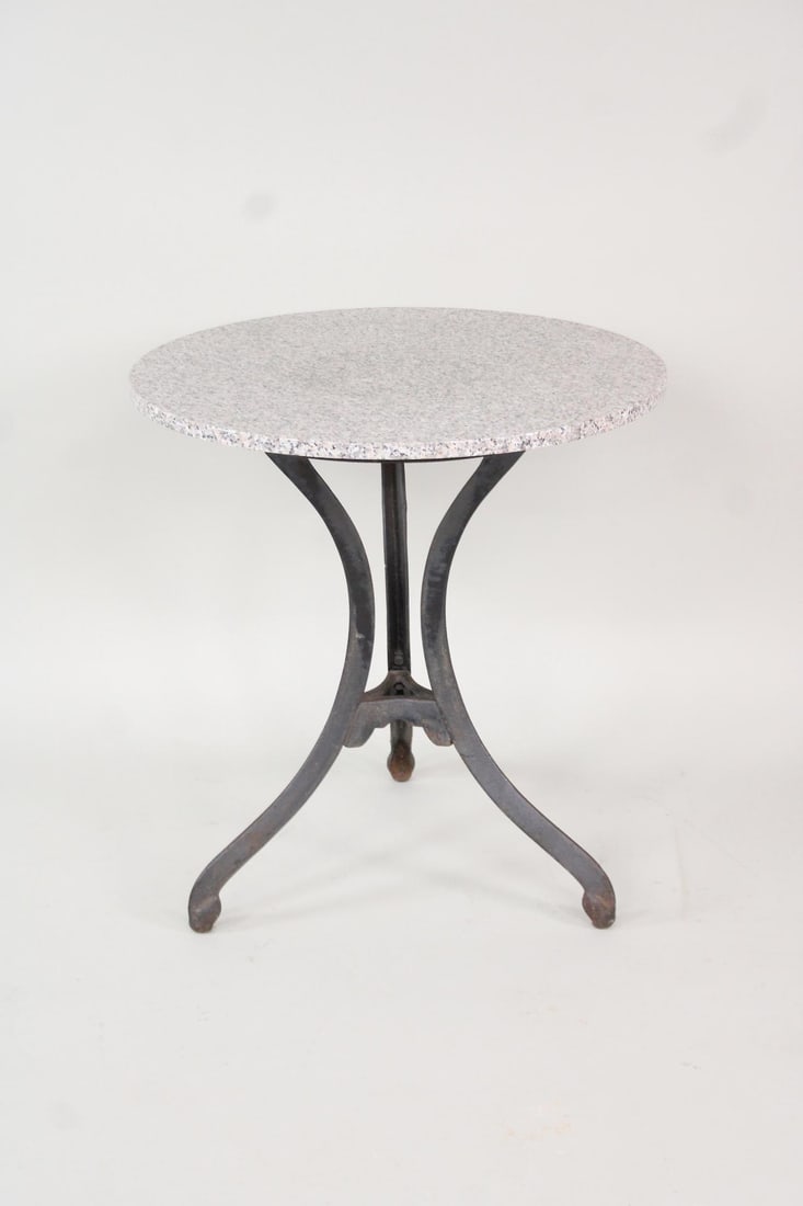 Cast Iron Ice Cream Parlor Bistro Table with Granite Top (1 of 11)