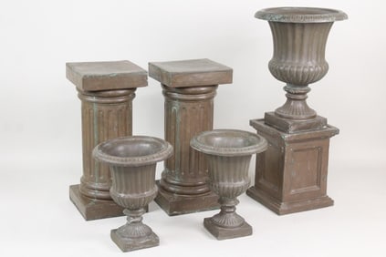 6 Neoclassical Copper Luster Fiberglass Planters