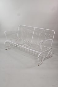 Wrought Iron Mid Century Modern Garden Settee Sofa