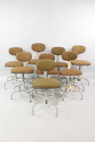 Set of 8 Mid Century Modern Industrial Drafting Stools by Cramer Industries