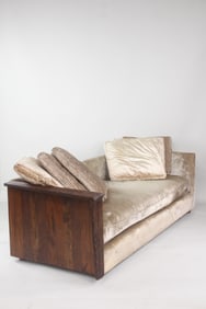 Mid-Century Modern Gray Velvet Sofa