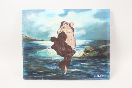 R. Monti Painting, Seascape with Nude Goddess