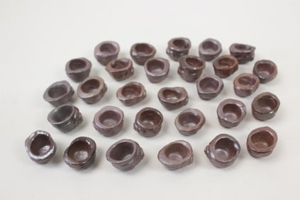Group of 29 Sculptural Mini Pottery Shell Shaped Cups