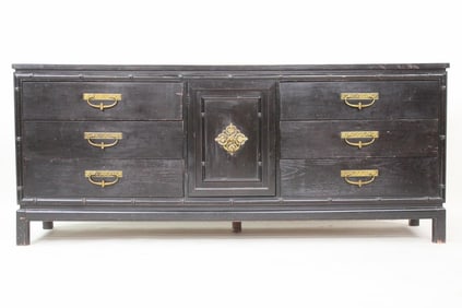 Black Chinoiserie Faux Bamboo Low Dresser by Bassett Furniture
