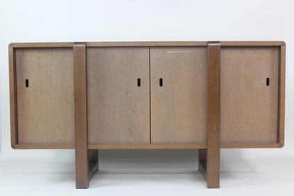 Minimalist Wooden Credenza with Sliding Doors