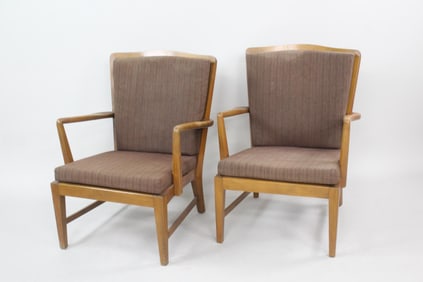 Pair of Danish Modern Spindle Armchairs, Manner of Fritz Hansen