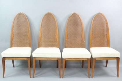 Set of 4 Cathedral Back Cane Chairs