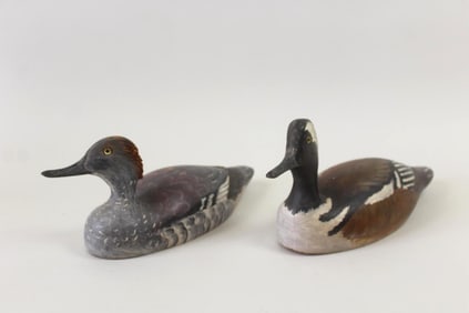Pair of Wooden Mergansers Duck Decoys, Robert Baker