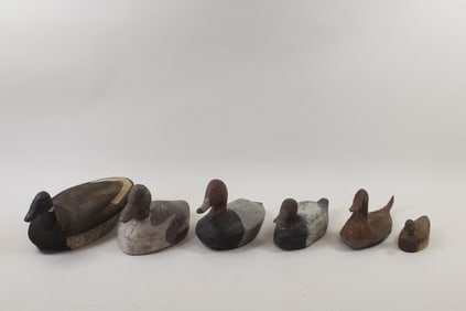 Lot of 6 Worn Wood Duck Decoys, Folk Art