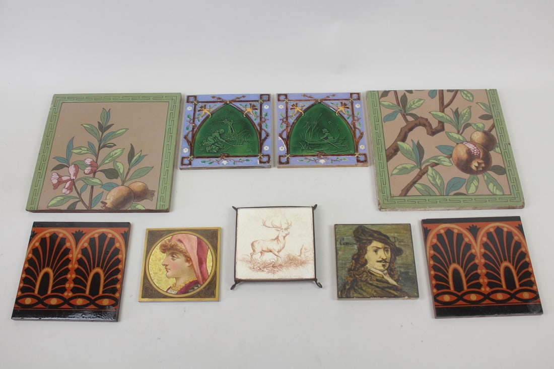 Lot of 9 Decorative Ceramic Tiles; Minton, Wedgewood (1 of 18)