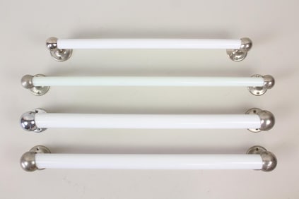 Lot of 4 J.L. Mott Nickel & Milk Glass Towel Bars