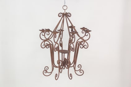 Gothic Wrought Iron Hanging Candelabra Chandelier