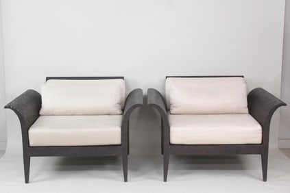 Pair of Natural Tree Bark Lounge Chairs by Carlo Pessina