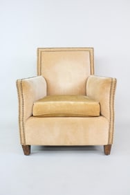 Contemporary Studded Velvet Lounge Chair