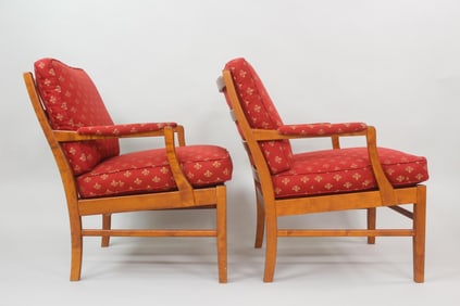 Pair of Upholstered Fleur de Lit Armchairs, Hodnebo Norway