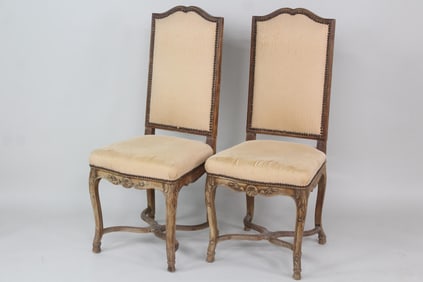Pair of Maison Jansen French Provincial Wooden Dining Chairs