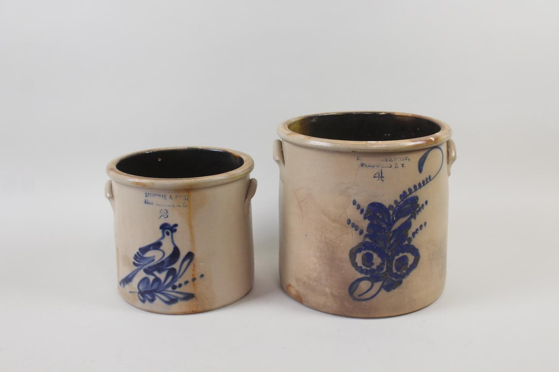 Pair of Stoneware Crocks, Satterlee & Mory, Fort Edward, N.Y. (1 of 9)