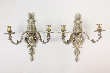 Pair of Louis XV Style Gold Metal Candle Sconces