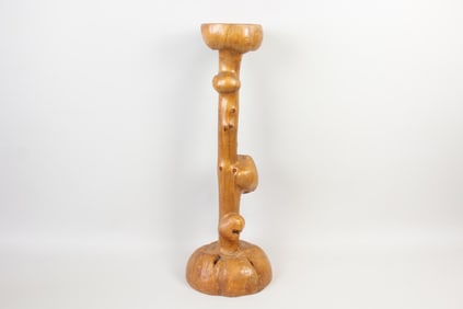 Natural Knotty Burl Wood Pedestal Stand