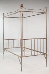 French Wrought Iron Canopy Daybed with Floral Details