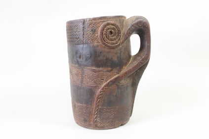 Carved Wood Flagon Pot Milk Pitcher